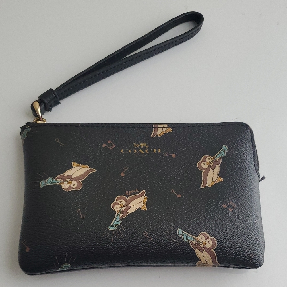 Coach Black Wristlet with Owl and Music Design